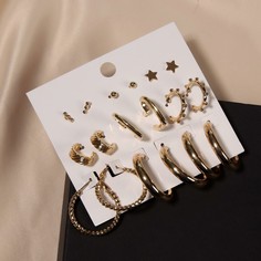 Серьги-кольца набор 9 пар NO Brand