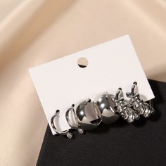 Серьги-кольца набор 3 пары NO Brand