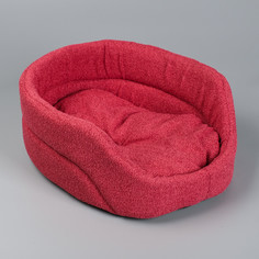 Лежанка овальная, 38 х 25 х 14 см, мебельная ткань, красная NO Brand