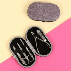 Набор маникюрный, 5 предметов, цвет коричневый NO Brand