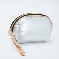 Косметичка-сумочка, отдел на молнии, с ручкой, цвет серебристый NO Brand