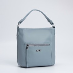 Сумка-мешок, отдел на молнии, 2 наружных кармана, длинный ремень, цвет голубой NO Brand