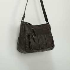 Сумка-мешок, отдел на молнии, 5 наружных кармана, регулируемый ремень, цвет коричневый NO Brand