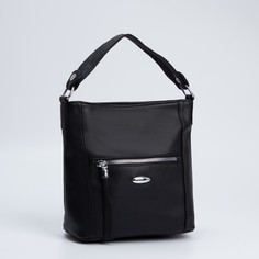 Сумка-мешок, отдел на молнии, 2 наружных кармана, длинный ремень, цвет чёрный NO Brand