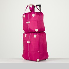 Сумка дорожная на колёсах, с сумкой, отдел на молнии, 2 наружных кармана, цвет розовый NO Brand