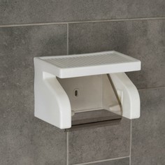 Держатель для туалетной бумаги с полочкой, 18×11,5×12 см, цвет белый NO Brand