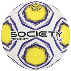 Мяч футбольный penalty bola society s11 r2 xxi, размер 5, pu, термосшивка, цвет белый/жёлтый NO Brand