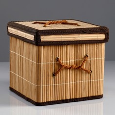 Короб для хранения, с крышкой, складной, 20×20×20 см, бамбук NO Brand