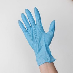 Перчатки libry, нитровиниловые, неопудренные, размер m, 100 шт/уп, цвет голубой NO Brand
