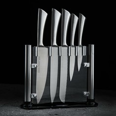 Набор ножей на подставке lightning, 5 предметов, цвет серебристый NO Brand
