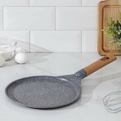 Сковорода блинная литая pancake, d=24 см, индукция, цвет серый мрамор NO Brand
