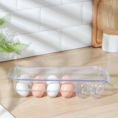 Контейнер для яиц с крышкой, 12 ячеек, 33×12×8 см, цвет прозрачный NO Brand