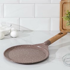 Сковорода блинная литая pancake, d=24 см, индукция, цвет светлый мрамор NO Brand