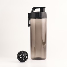 Шейкер-бутылка для воды 850 мл, с карабином и шариком, чёрная, 24х9 см NO Brand