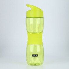 Бутылка для воды 650 мл, прозрачная, с резиновой вставкой, 7х24.5 см, зелёный NO Brand