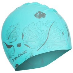 Шапочка для плавания elous, el009, силиконовая, листики, цвет голубой NO Brand