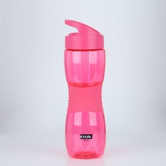 Бутылка для воды 650 мл, прозрачная, с резиновой вставкой, 7х24.5 см, розовый NO Brand