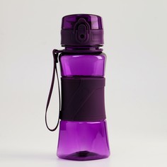 Бутылка для воды 450 мл, с резиновой вставкой, 20х6.5 см, фиолетовая NO Brand