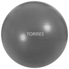 Фитбол torres, al121175sl, диаметр 75 см, эластичный пвх, с защитой от взрыва, с насосом, цвет серый NO Brand