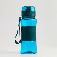 Бутылка для воды 450 мл, с резиновой вставкой, 20х6.5 см, бирюзовый NO Brand
