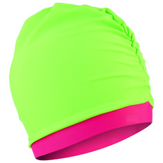 Шапочка для плавания объёмная двухцветная, лайкра, зеленый неон/фуксия NO Brand