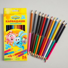 Двухсторонние цветные карандаши, 24 цвета, Смешарики