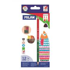 Трехгранные двухсторонние цветные карандаши Milan