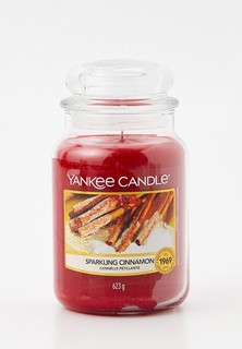 Свеча ароматическая Yankee Candle большая в стеклянной банке Сверкающая корица Sparkling Cinnamon 623 гр / 110-150 часов