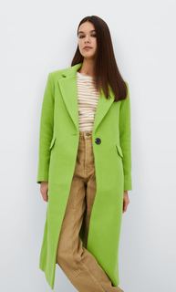 Stradivarius Пальто На Одной Пуговице Зеленый M