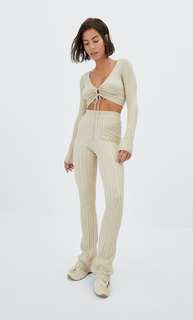 Stradivarius Трикотажные Брюки Клеш Цвет Камня L