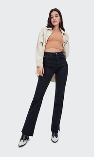 Stradivarius Расклешенные Джинсы Облегающего Кроя С Разрезами Черный 40