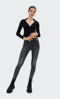 Stradivarius Джинсы С Высокой Посадкой Темно-Серый 32