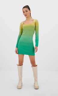 Stradivarius Платье Из Трикотажа С Квадратным Вырезом Multicolor L