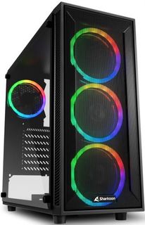 Корпус ATX Sharkoon TG4M-RGB чёрный, закаленное стекло, 3*120 мм, 1*120 мм fan, 2*USB 3.0, audio