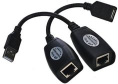 Кабель интерфейсный USB 2.0 удлинитель VCOM AM-AF/RJ45Fx2