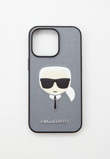 Чехол для iPhone Karl Lagerfeld 13 Pro, PU Saffiano Karls Head Silver