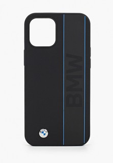 Чехол для iPhone BMW 12 Pro Max (6.7), Signature Genuine leather Blue lines Black