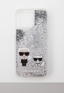 Чехол для iPhone Karl Lagerfeld 13 Pro Max, Liquid glitter Karl & Choupette Silver