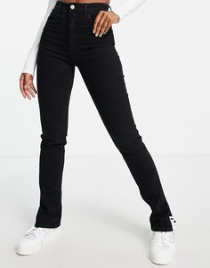 Черные прямые джинсы с разрезами по краю Bershka-Черный
