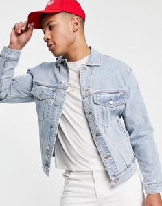Голубая выбеленная джинсовая куртка Abercrombie & Fitch-Голубой
