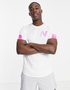 Футболка с логотипом белого и розового цветов New Balance Fast Flight-Серый