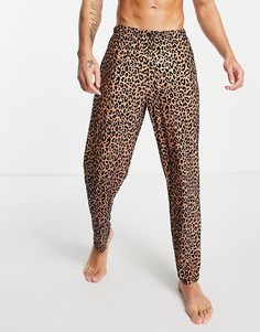 Тканевые штаны для дома с леопардовым принтом ASOS DESIGN-Разноцветный