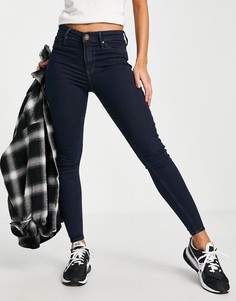 Зауженные джинсы темного оттенка индиго с классической талией и моделирующим эффектом River Island Molly-Голубой