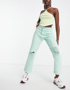 Прямые джинсы мятно-зеленого цвета с завышенной талией NaaNaa-Зеленый цвет