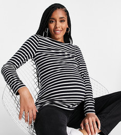 Темно-синий лонгслив в полоску ASOS DESIGN Maternity-Разноцветный