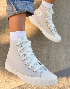 Высокие кроссовки серо-голубого цвета в полоску Converse Chuck Taylor-Серый