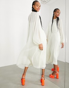 Присборенное спереди платье макси светло-бежевого цвета ASOS EDITION-Светло-бежевый цвет