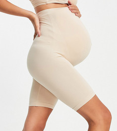 Моделирующие шорты бежевого цвета с посадкой над животом Mamalicious Maternity-Нейтральный Mama.Licious