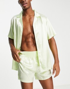 Пижамный комплект бледно-зеленого цвета ASOS DESIGN-Зеленый цвет