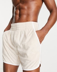 Розовые махровые шорты в стиле беговых ASOS DESIGN-Розовый цвет